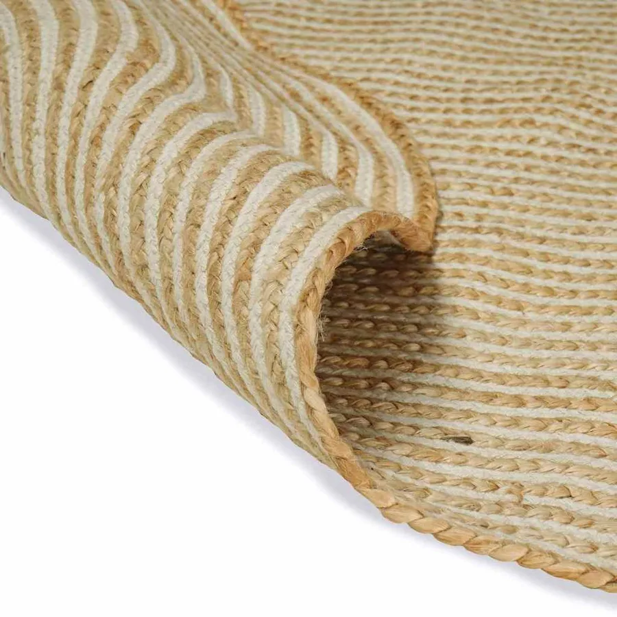 Tapis de surface Naturel et Blanc 152 x 245 cm Jute - 3