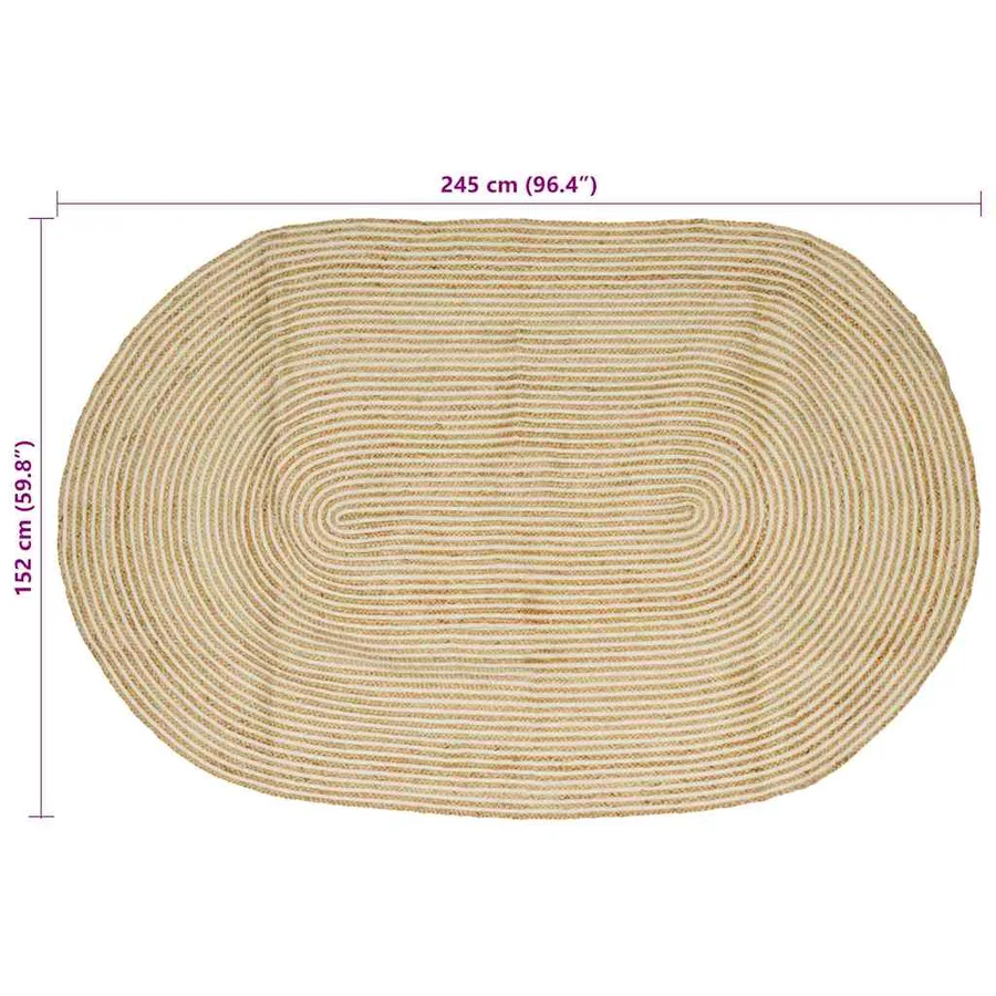 Tapis de surface Naturel et Blanc 152 x 245 cm Jute - 7