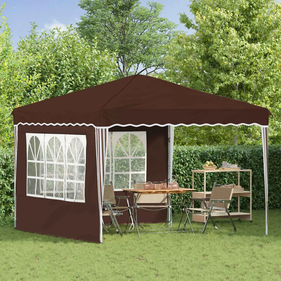 Tente de fête pop-up 288 x 288 x 245 cm Marron Tissu Oxford - 3