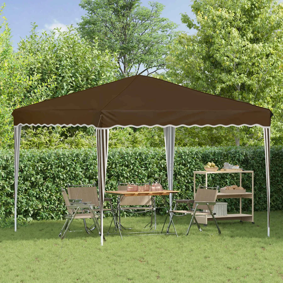 Tente de fête pop-up 288 x 288 x 245 cm Taupe Tissu Oxford - 3