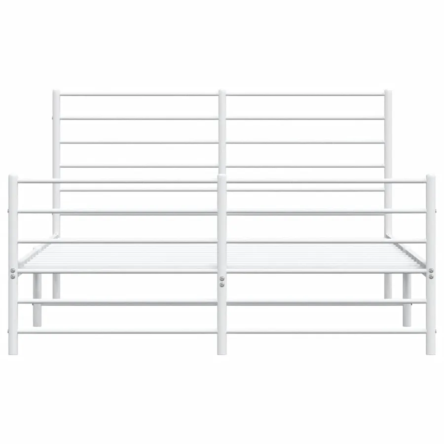 Cadre de lit métal sans matelas et pied de lit blanc 135x190 cm - 6