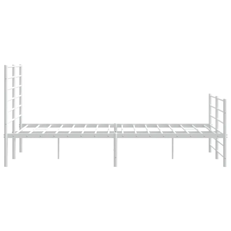 Cadre de lit métal sans matelas et pied de lit blanc 135x190 cm - 7