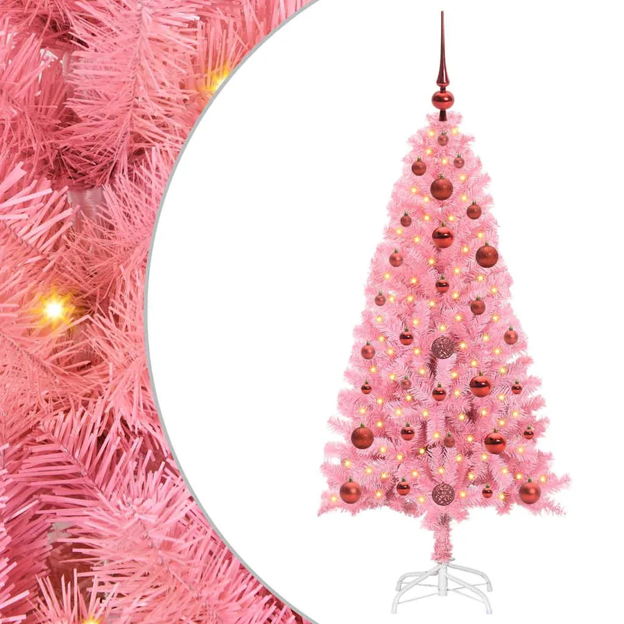 Sapin de Noël avec 150 LED avec support Rose 120 cm PVC - 2