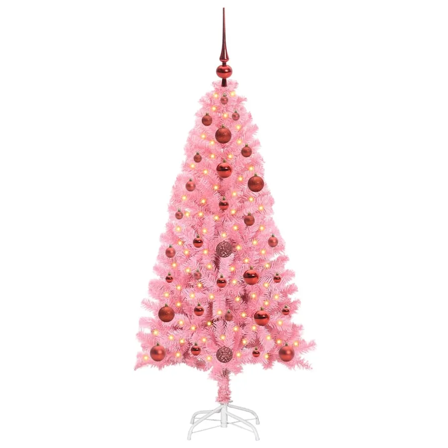 Sapin de Noël avec 150 LED avec support Rose 120 cm PVC - 3