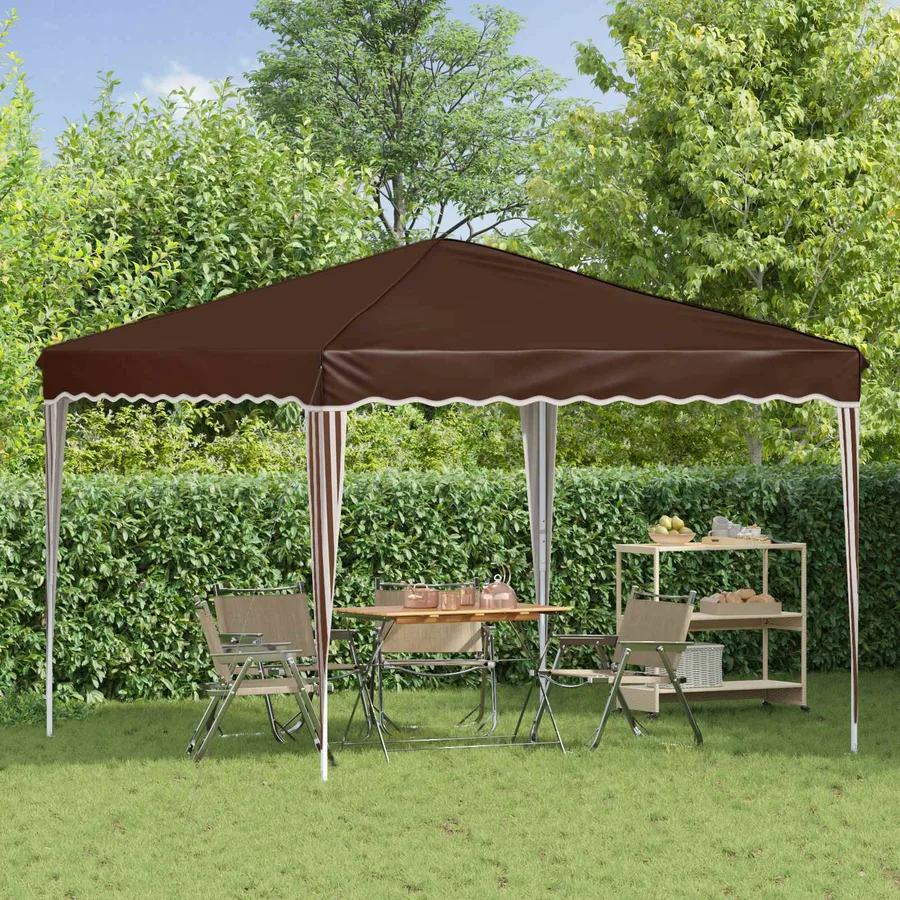 Tente de fête pop-up 288 x 288 x 245 cm Marron Tissu Oxford - 3