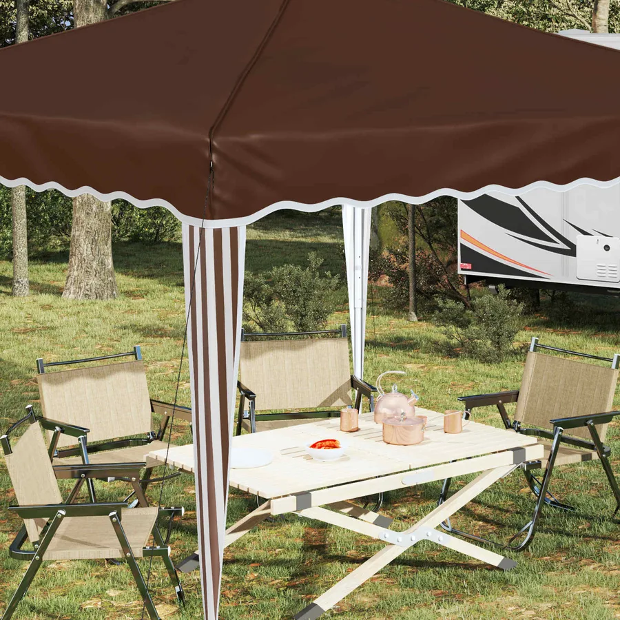 Tente de fête pop-up 288 x 288 x 245 cm Marron Tissu Oxford - 4