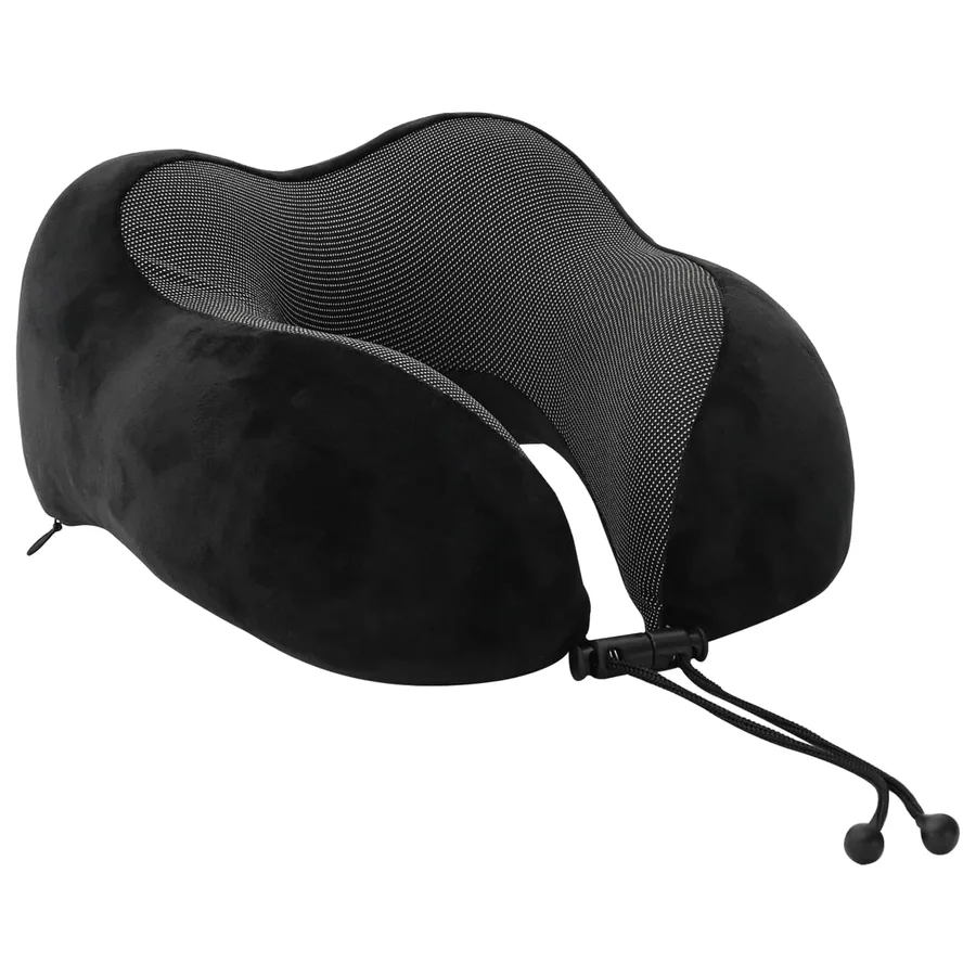 Oreiller de Voyage pour le Cou Réglable Noir 27 x 26 x 14 cm - 3