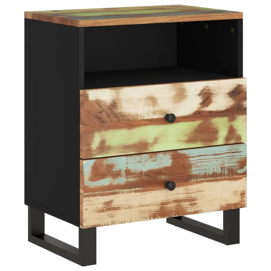 Table de chevet 50x33x62cm Bois de récupération et d'ingénierie - 2