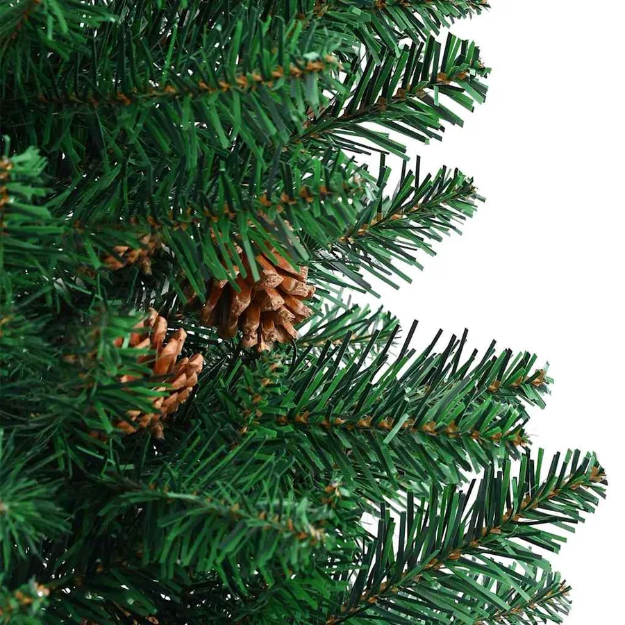 Sapin de Noël mince Vert 210 cm PVC et bois de pin massif - 10