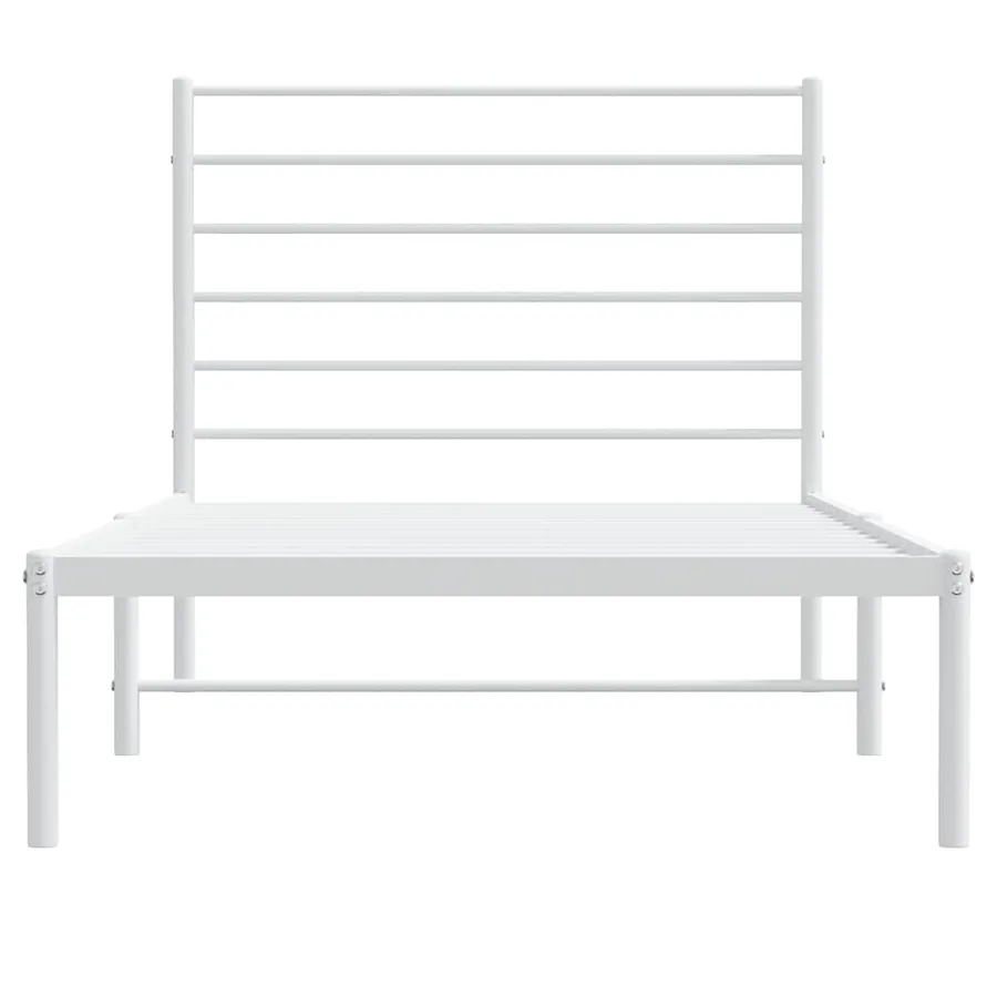 Cadre de lit métal sans matelas avec tête de lit blanc 75x190cm - 6