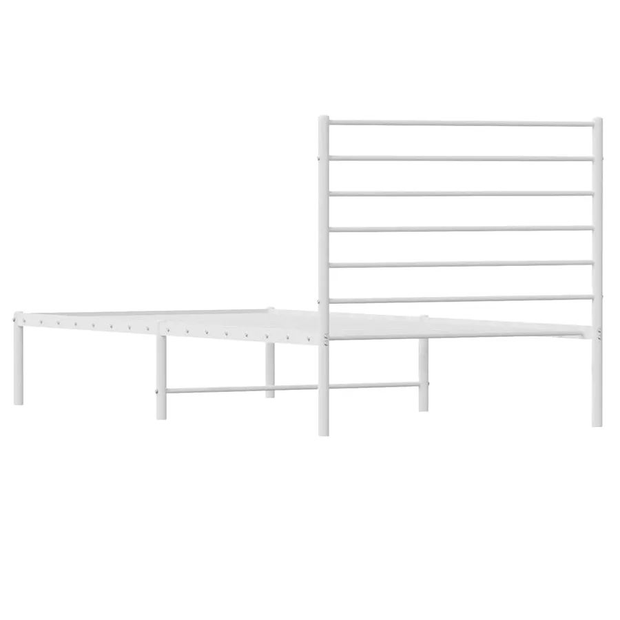 Cadre de lit métal sans matelas avec tête de lit blanc 75x190cm - 8