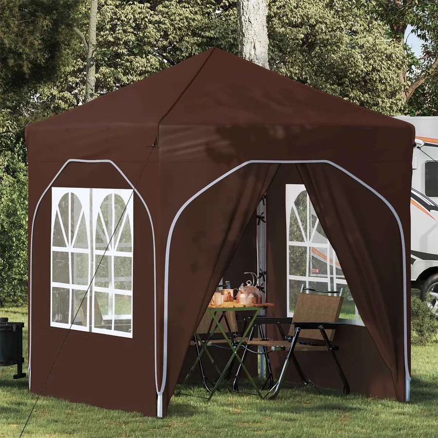 Tente de fête pop-up 192 x 192 x 245 cm Marron