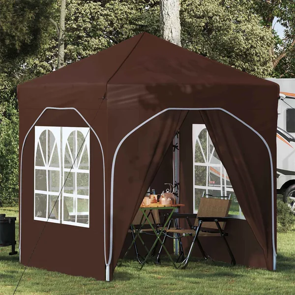 Tente de fête pop-up 192 x 192 x 245 cm Marron