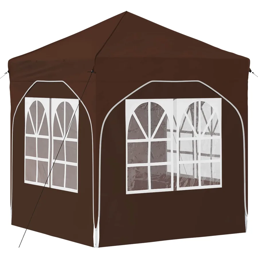 Tente de fête pop-up 192 x 192 x 245 cm Marron - 9