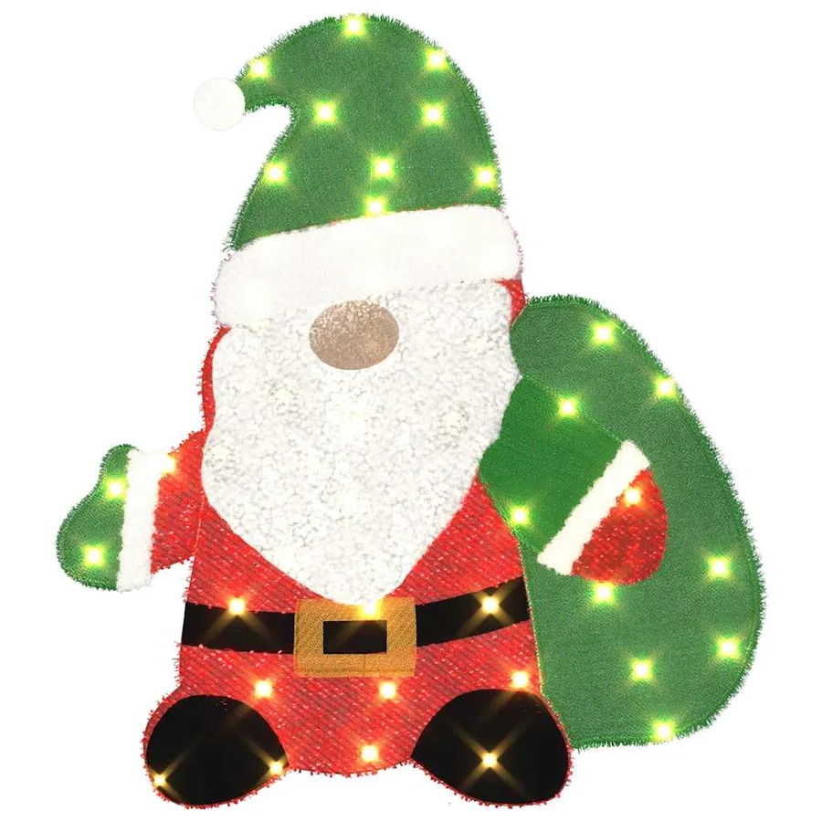 Père Noël éclairé Blanc chaud 70 x 62 cm Tissu en Guirlande - 2