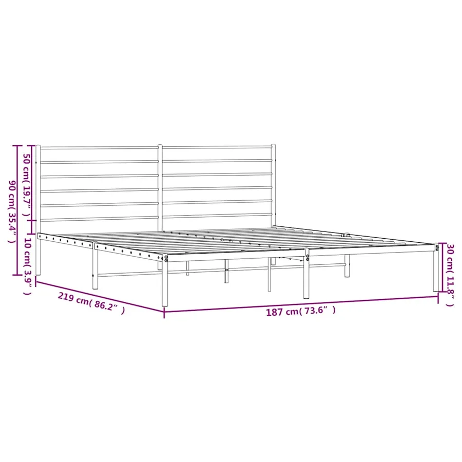 Cadre de lit métal sans matelas avec tête de lit noir 183x213cm - 10