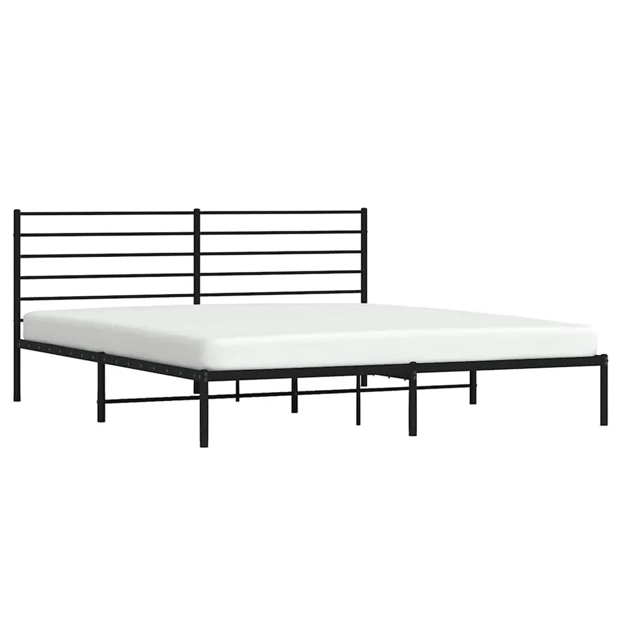 Cadre de lit métal sans matelas avec tête de lit noir 183x213cm - 5