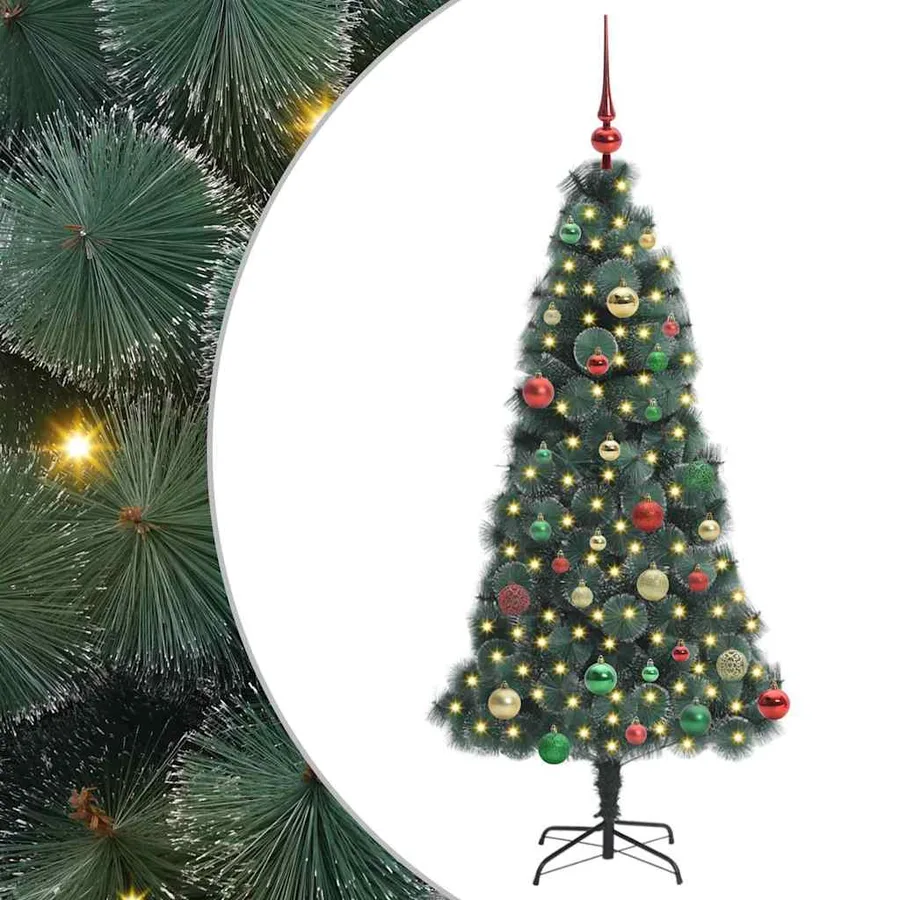 Sapin de Noël artificiel pré-éclairé avec ensemble de boules - 2