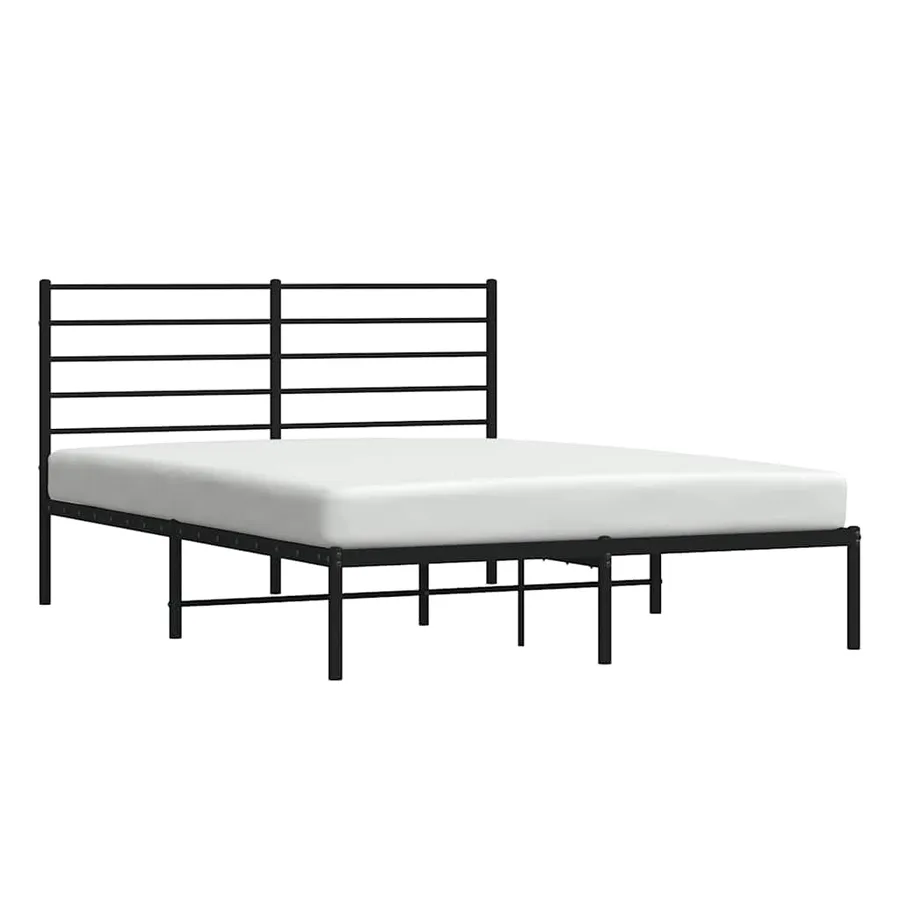 Cadre de lit métal sans matelas avec tête de lit noir 135x190cm - 5