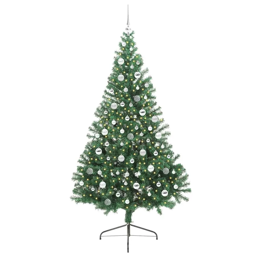 Sapin de Noël artificiel pré-éclairé Vert 210 cm PVC - 4