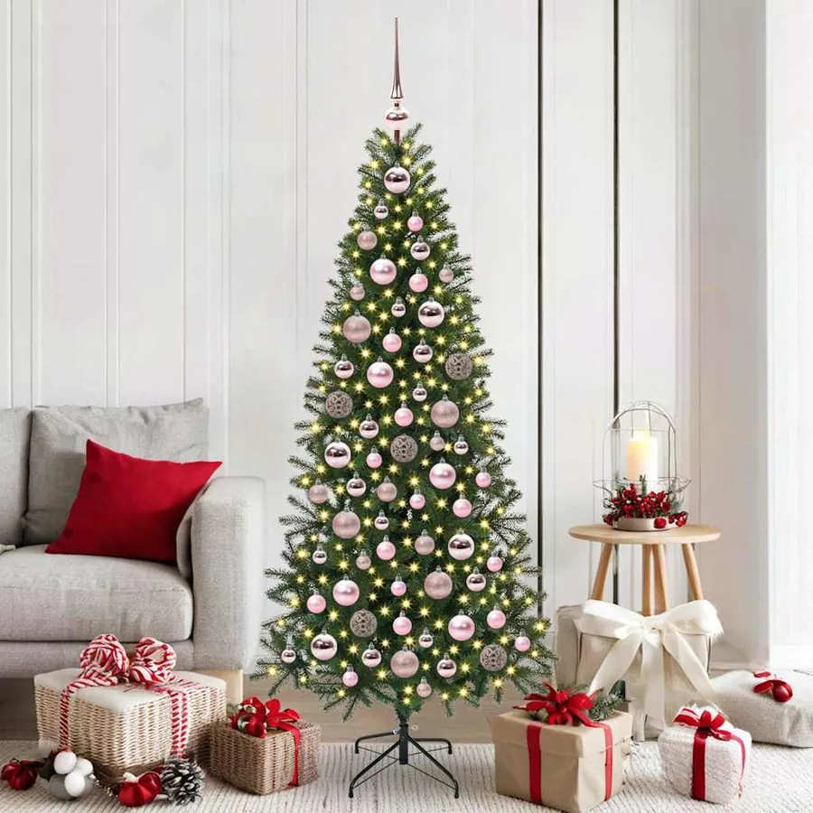Ensemble de Boules de Noël avec 300 LED 120 pcs Rose Plastique