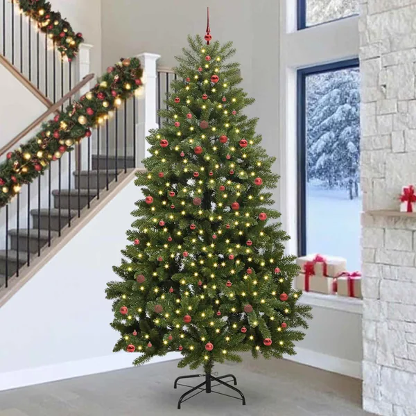 Sapin de Noël artificiel avec 300 LED Vert 300 cm PVC et métal