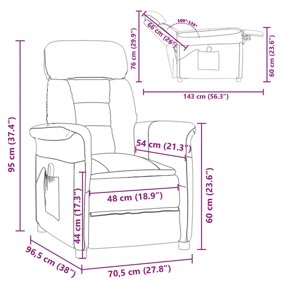 Chaise de massage Gris clair 96,5 x 70,5 x 95 cm Microfibre - 10
