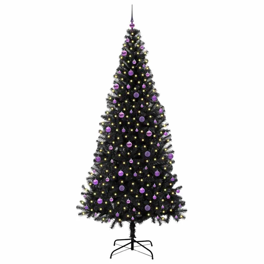 Sapin de Noël avec 300 LED avec support Noir 240 cm PVC - 3