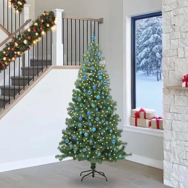 Sapin de Noël avec 300 LED avec support Vert 240 cm PVC