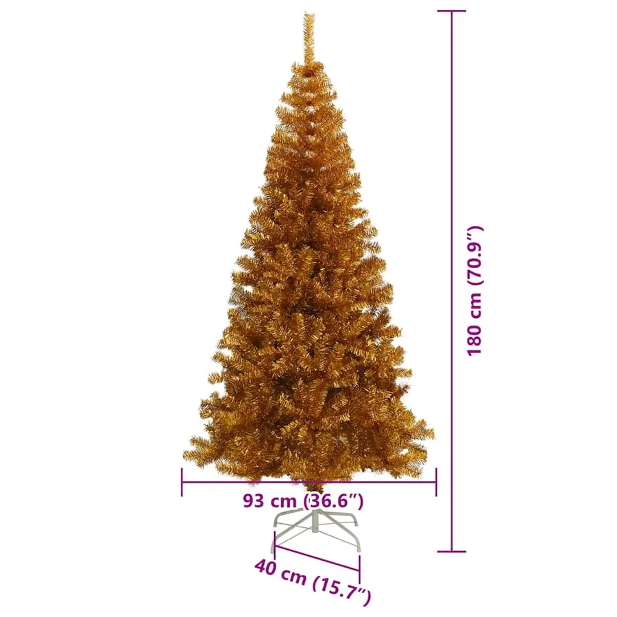 Sapin de Noël avec 300 LED avec support Doré 180 cm PET - 16