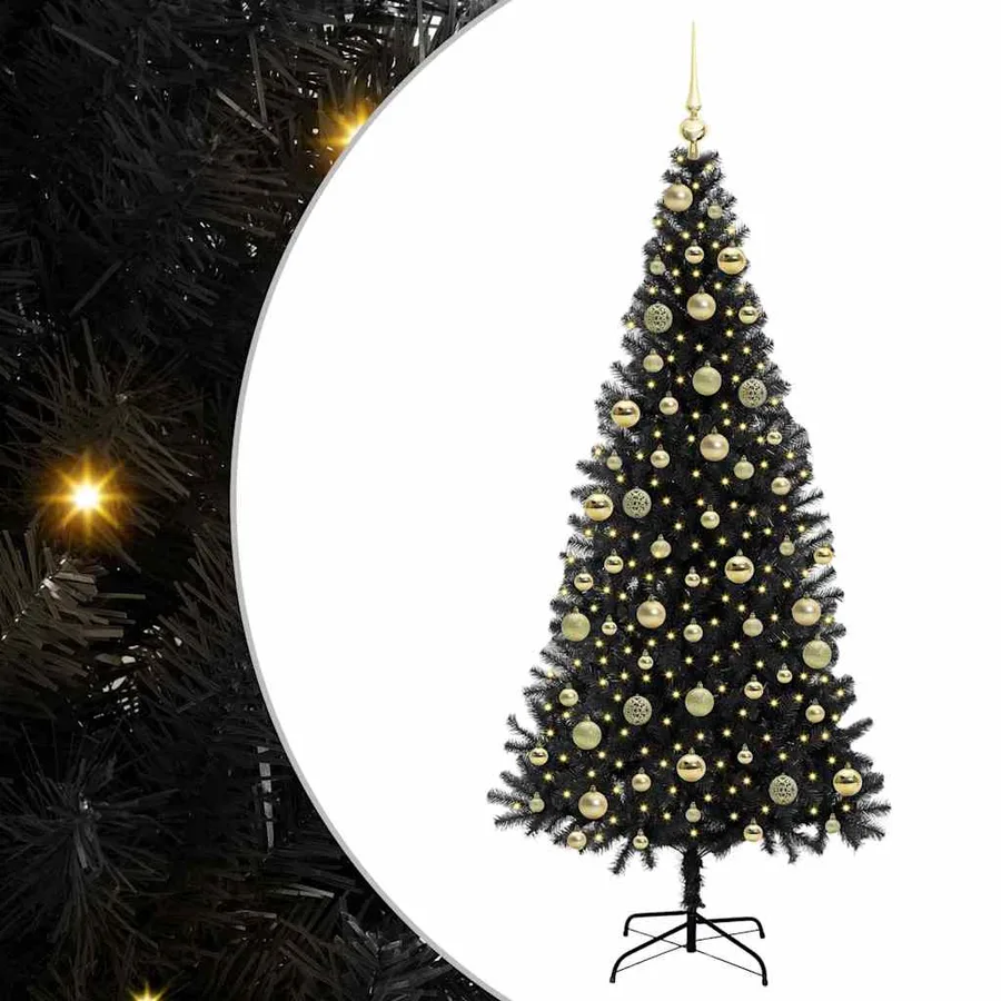 Sapin de Noël avec 300 LED avec support Noir 210 cm PVC - 2