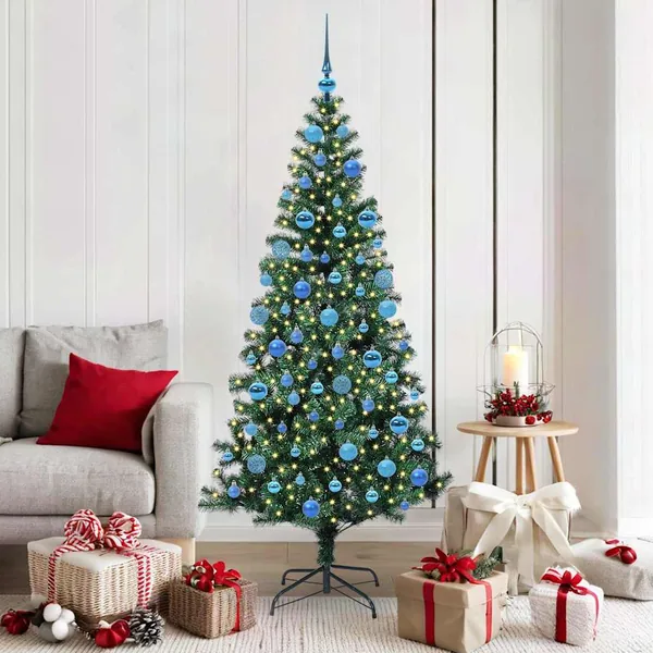Sapin de Noël artificiel pré-éclairé Vert 180 cm PVC et métal