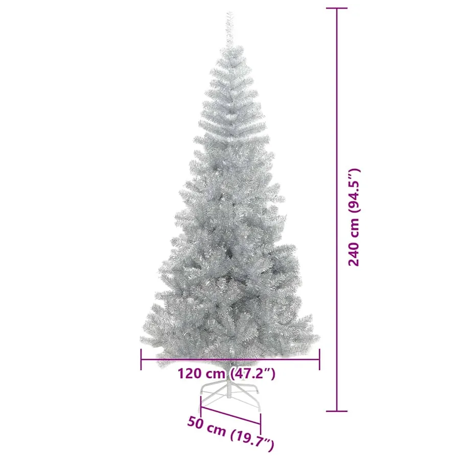 Sapin de Noël avec 300 LED avec support Argent 240 cm PET - 16