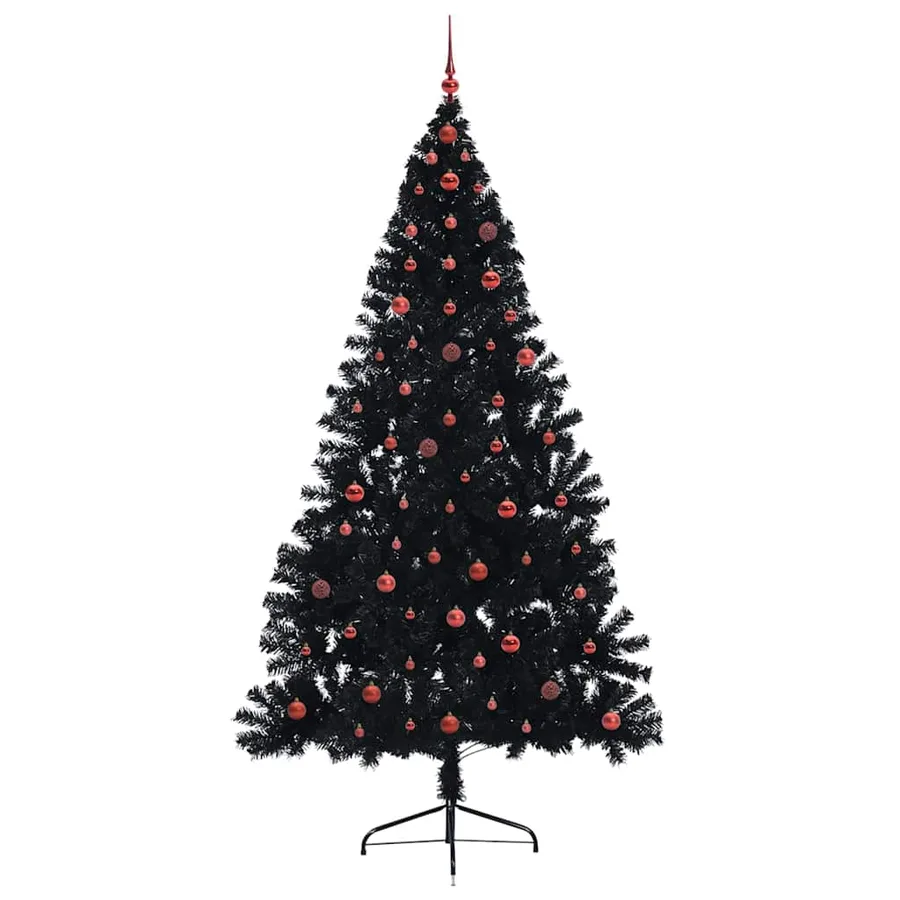 Sapin de Noël artificiel pré-éclairé Noir 240 cm PVC - 4