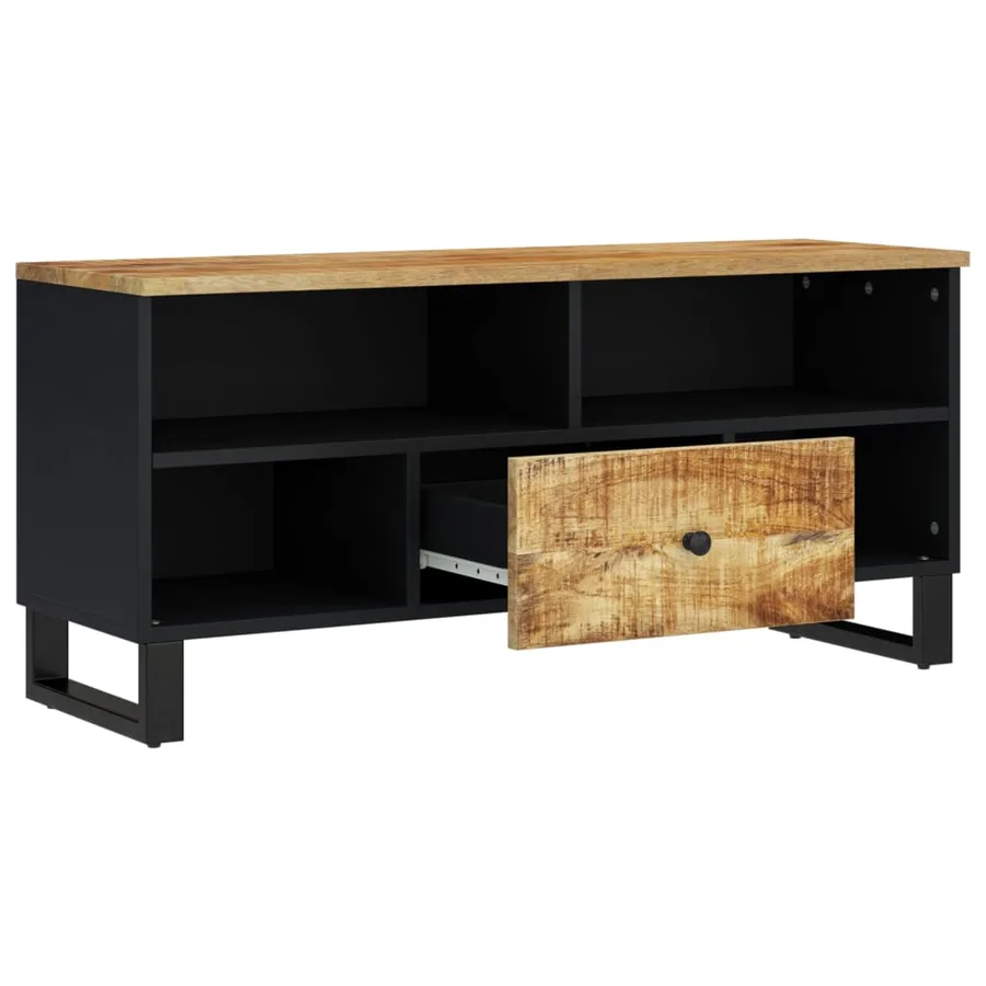Meuble TV 100x33x46 cm bois de manguier et d'ingénierie - 3