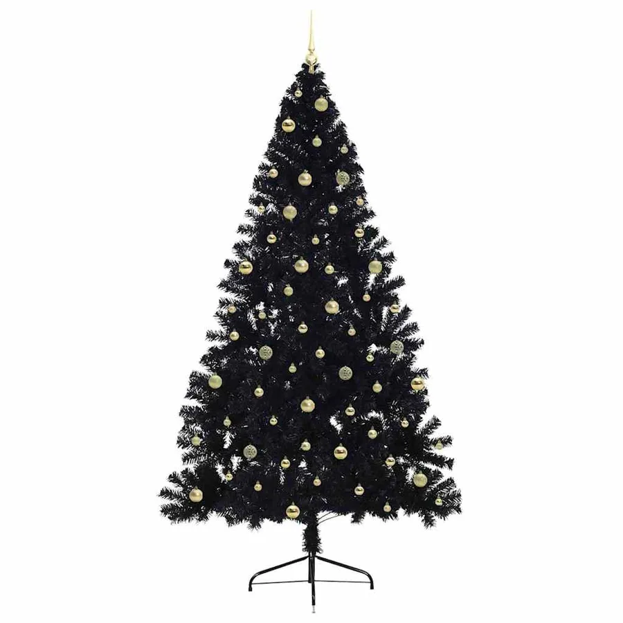 Sapin de Noël artificiel pré-éclairé Noir 240 cm PVC - 4
