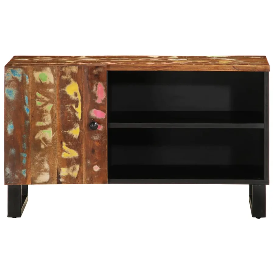 Meuble TV 80x33x46 cm bois de récupération et d'ingénierie - 3