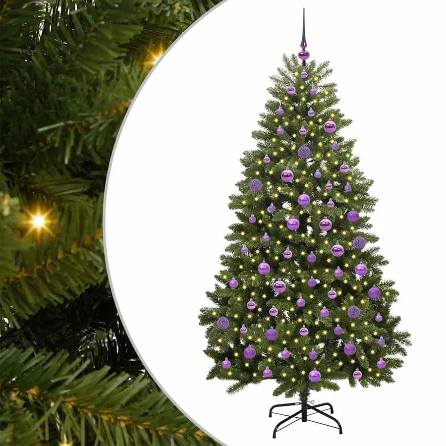 Sapin de Noël artificiel avec 300 LED Vert 180 cm PVC et métal - 2