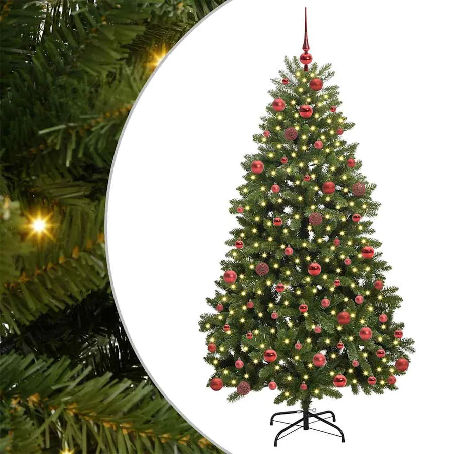 Sapin de Noël artificiel avec 300 LED Vert 180 cm PVC et métal - 2