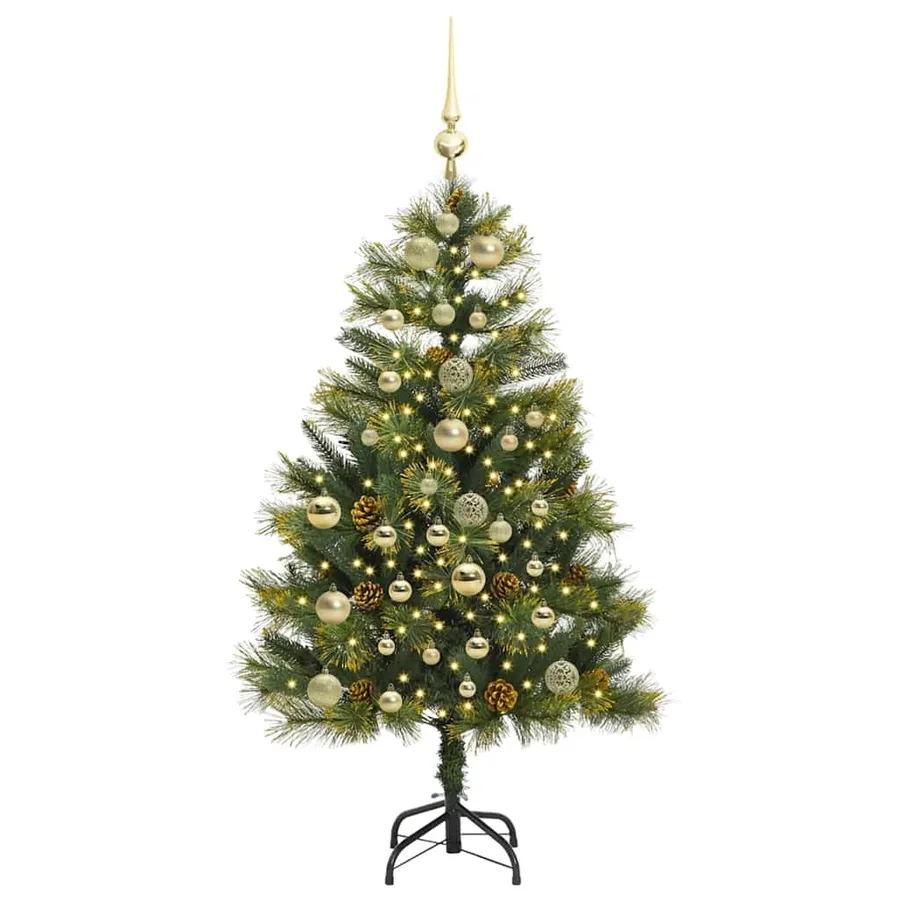 Sapin de Noël artificiel avec branches pliables et cônes 150 cm - 3