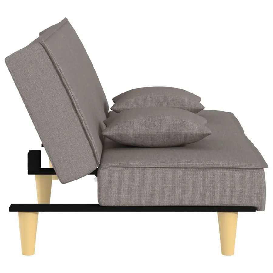 Canapé-lit taupe tissu - 5