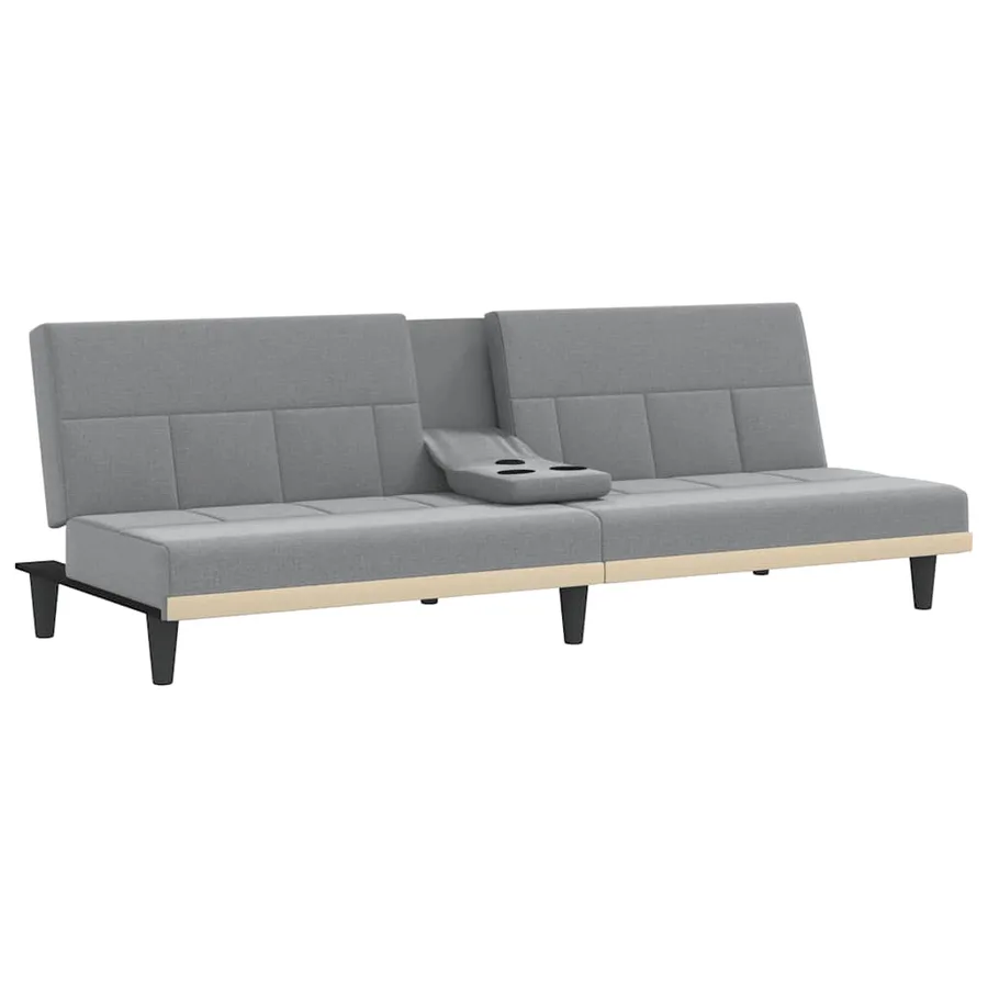 Canapé-lit avec porte-gobelets gris clair tissu - 5