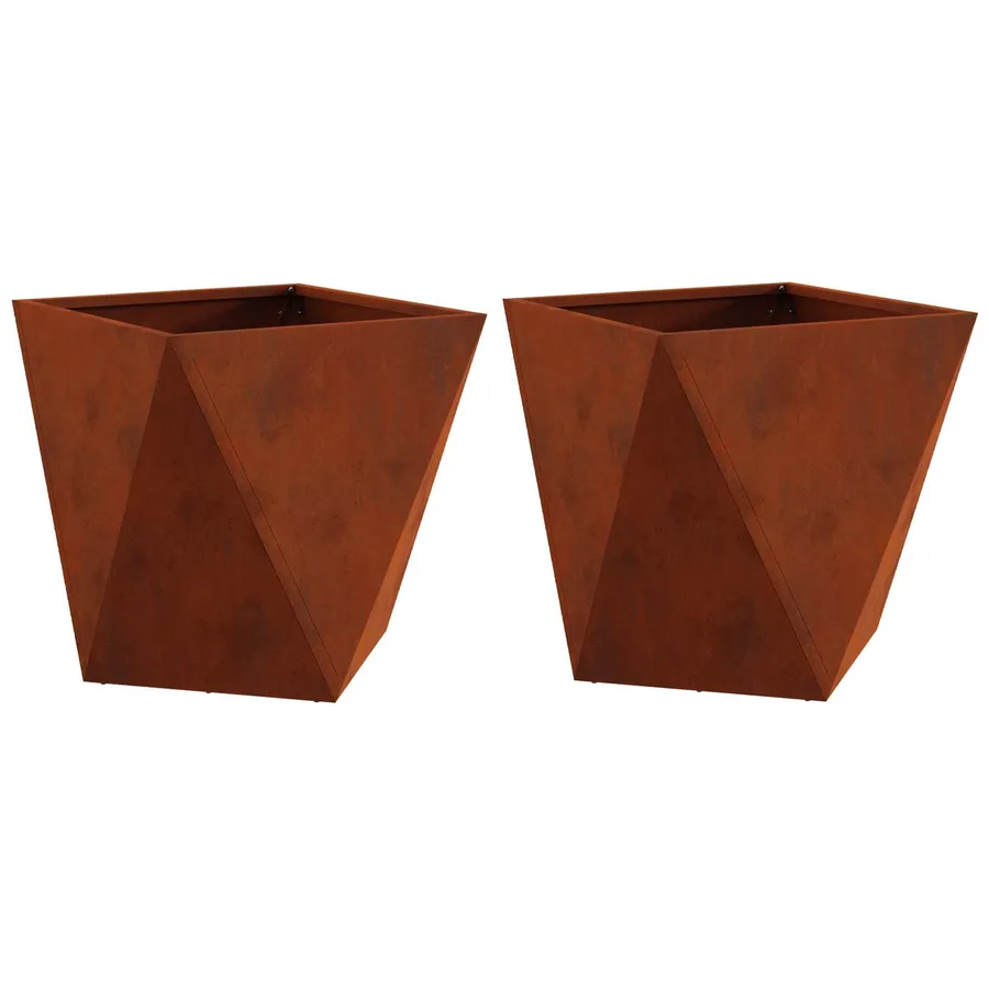 Jardinière 2 pc Rouillé 40 x 40 x 40 cm Acier patiné - 2