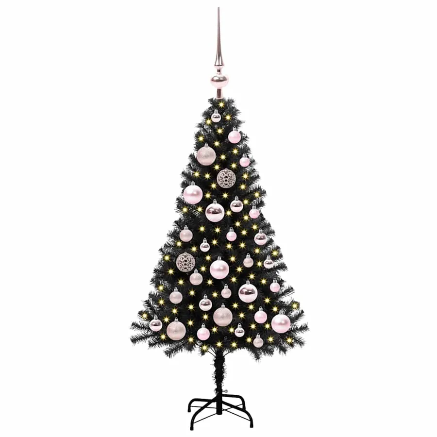 Sapin de Noël avec 150 LED avec support Noir 120 cm PVC - 3