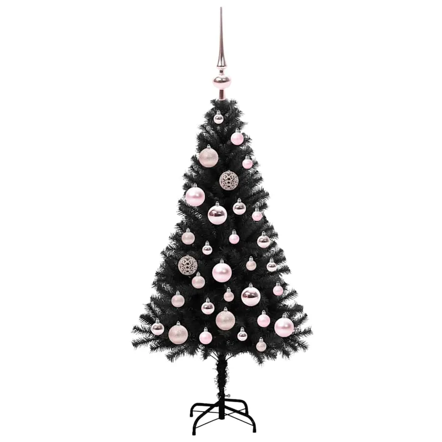Sapin de Noël avec 150 LED avec support Noir 120 cm PVC - 4
