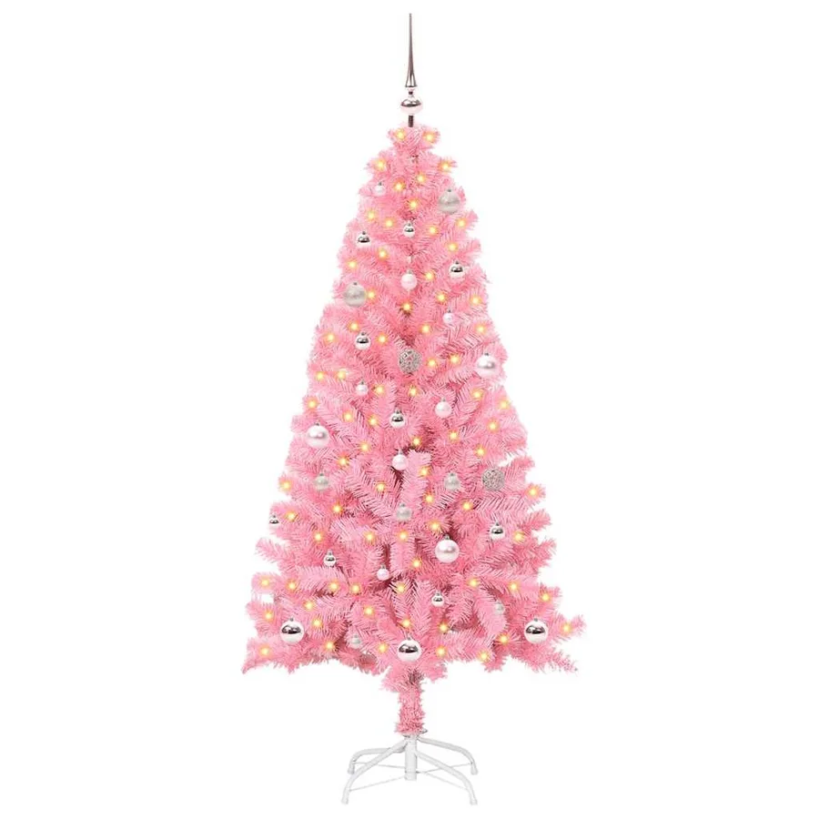 Sapin de Noël avec 150 LED avec support Rose 150 cm PVC - 2