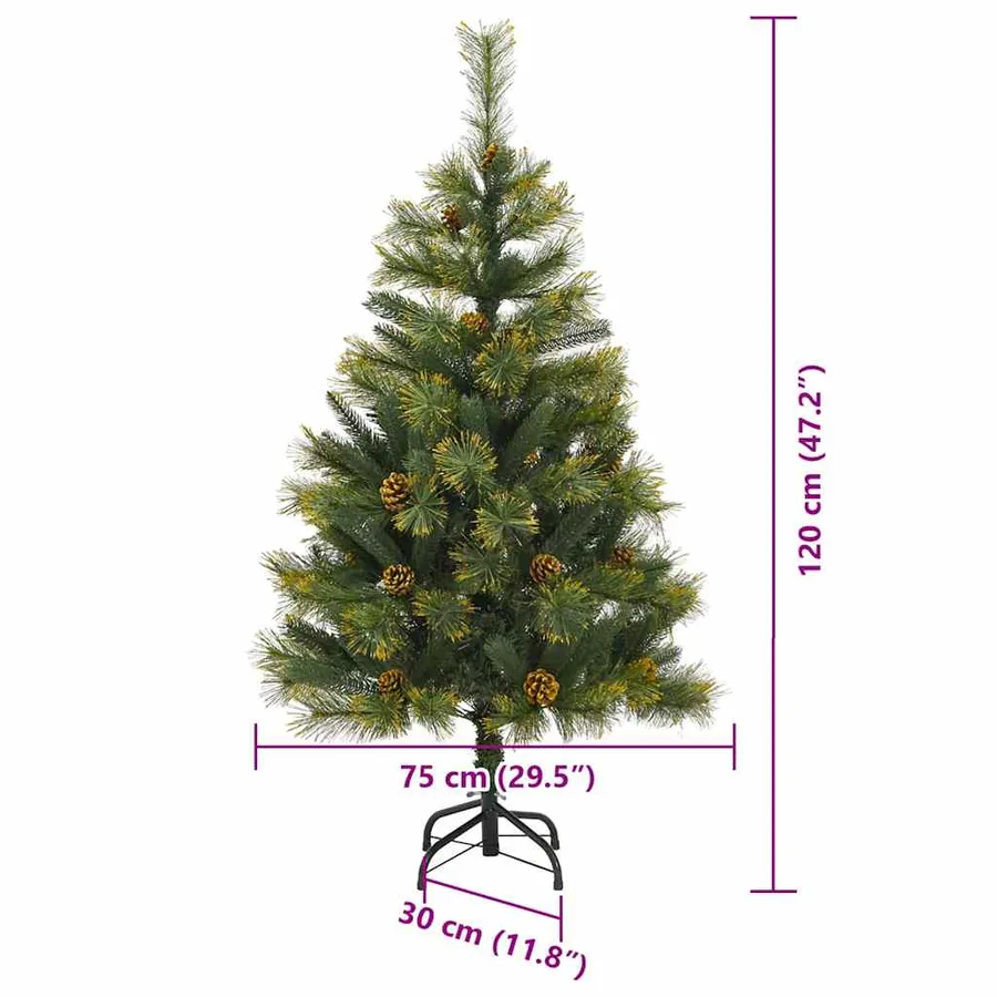 Sapin de Noël artificiel avec branches pliables et cônes 120 cm - 17