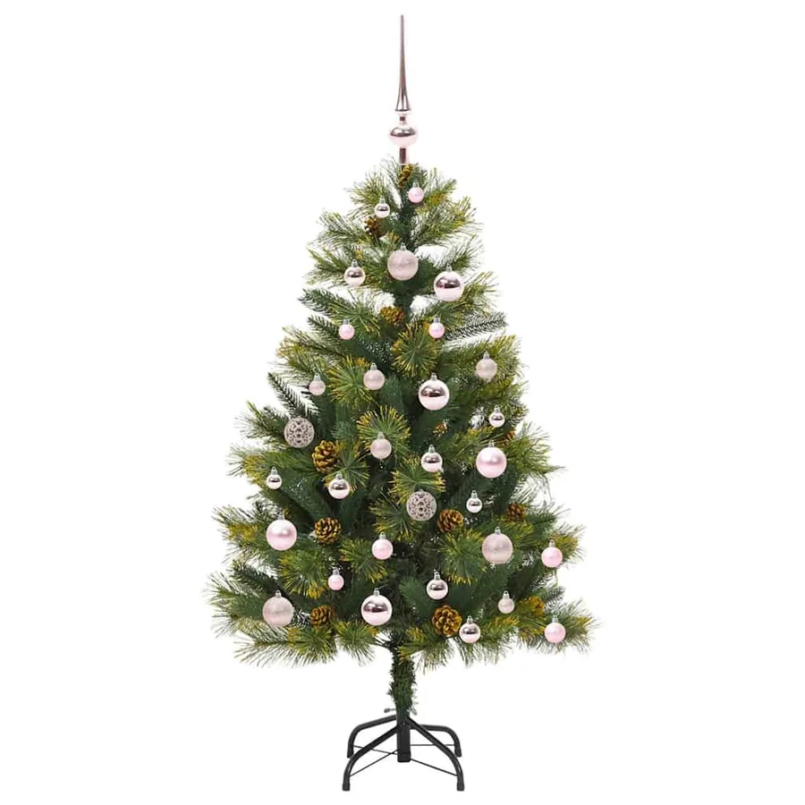 Sapin de Noël artificiel avec branches pliables et cônes 120 cm - 4