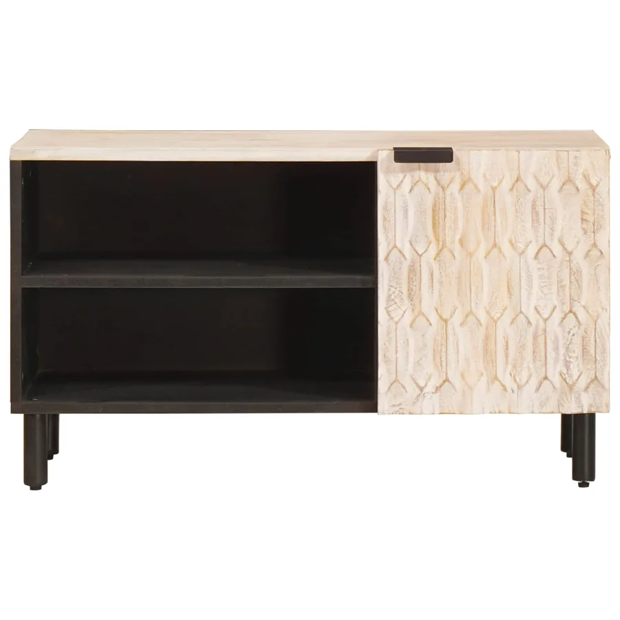 Meuble TV avec stockage Finition Lavage Blanc 80 x 33 x 46 cm - 3