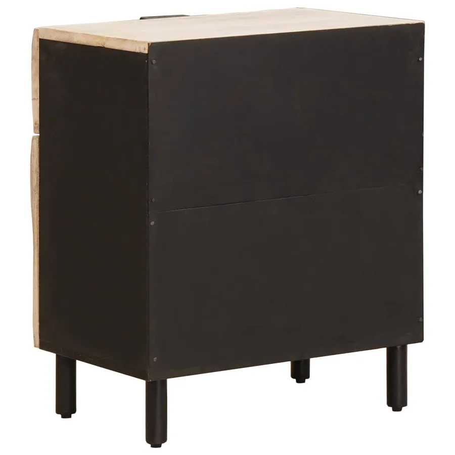 Cabinet de chevet Blanc 50 x 33 x 60 cm Bois de mangue massif - 5
